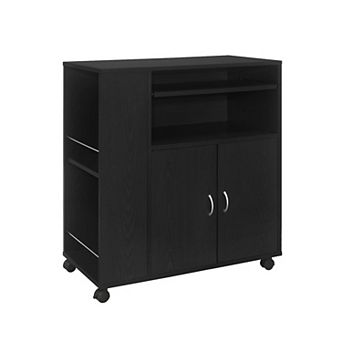 Kings Brand Furniture Alaina Kitchen Island Rolling Cart on Wheels with Storage Cabinet