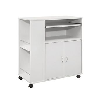 Kings Brand Furniture Alaina Kitchen Island Rolling Cart on Wheels with Storage Cabinet