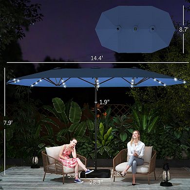 Outsunny Double-Sided Sun Umbrella, Garden Parasol with Light