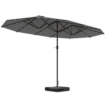 Outsunny Double-Sided Sun Umbrella, Garden Parasol with Light