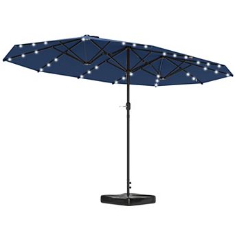 Outsunny Double-Sided Sun Umbrella, Garden Parasol with Light