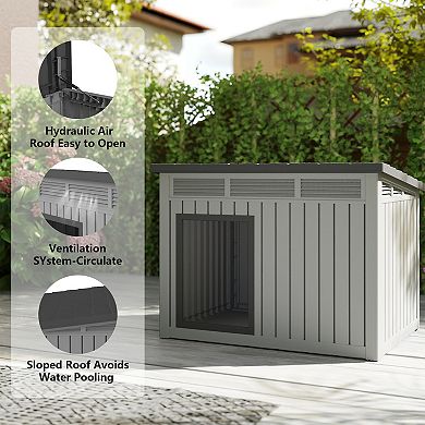 Large Plastic Dog House Weatherproof Outdoor Pet Shelter with Ventilation