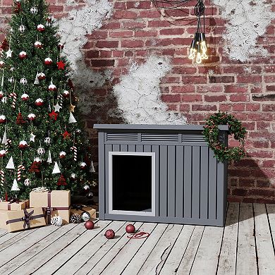 Large Plastic Dog House Weatherproof Outdoor Pet Shelter with Ventilation