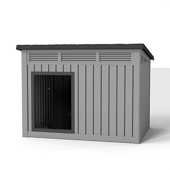 Large Plastic Dog House Weatherproof Outdoor Pet Shelter with Ventilation