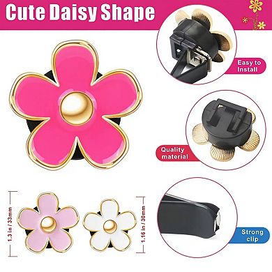 6-Piece Pink Flower Car Air Vent Clip Set with Gold Accent Petals