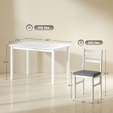 HOMCOM 5-Piece Dining Table Set with Upholstered Chairs, Wood Legs