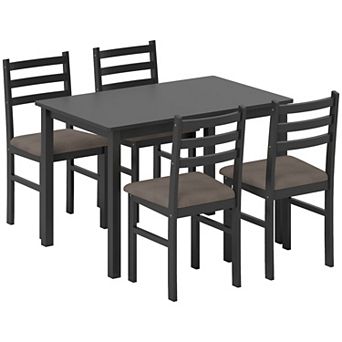 HOMCOM 5 pc Dining Table Set with Upholstered Chairs, Wood Legs