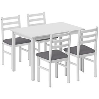 HOMCOM 5 pc Dining Table Set with Upholstered Chairs, Wood Legs