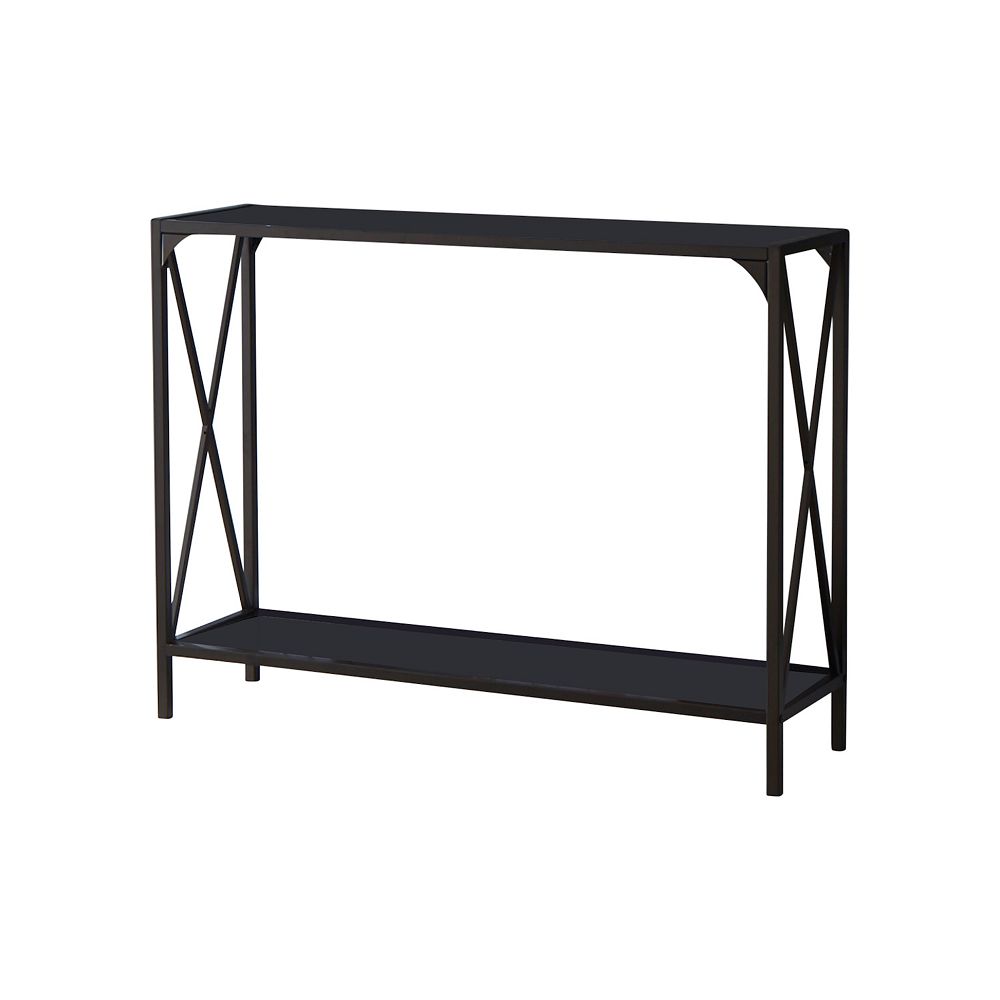 Kings Brand Furniture Kandin Metal Console Table with Glass Top, Pewter ...