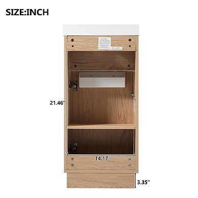 Whisen 15.75" Bathroom Vanity with Reversible Resin Sink with Adjustable Shelf & Push-to-Open Door