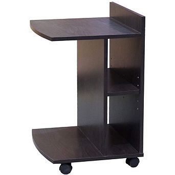Kings Brand Furniture - Farrell Snack Side End Table with Storage Shelves and Wheels