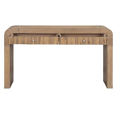 Whisen Rustic Console Table with Fluted Drawer Front, Entryway Table with Curved Corners& Thick Legs