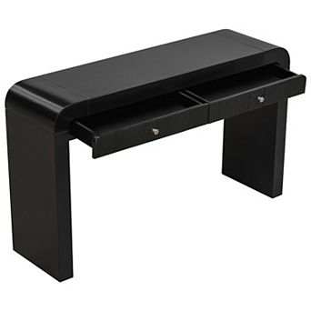 Whisen Rustic Console Table with Fluted Drawer Front, Entryway Table with Curved Corners& Thick Legs