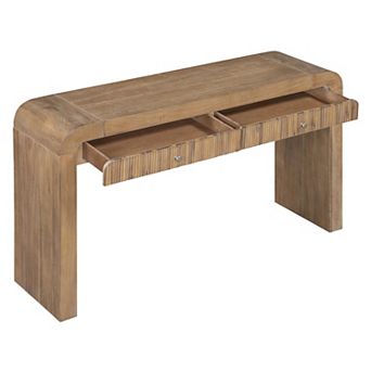 Whisen Rustic Console Table with Fluted Drawer Front, Entryway Table with Curved Corners& Thick Legs