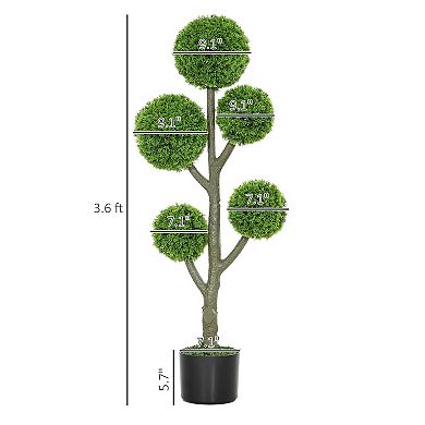HOMCOM Decorative Artificial Plant Cypress Tree in Pot, 43.3 Inch