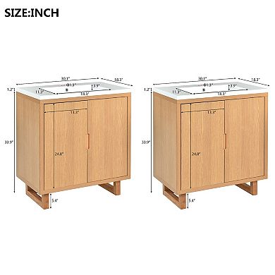 Whisen60.2" Bathroom vanity Set with Sink, Combo Cabinet, Bathroom Storage Cabinet, Solid Wood Frame