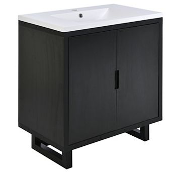 Whisen60.2" Bathroom vanity Set with Sink, Combo Cabinet, Bathroom Storage Cabinet, Solid Wood Frame