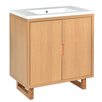 Whisen60.2" Bathroom vanity Set with Sink, Combo Cabinet, Bathroom Storage Cabinet, Solid Wood Frame