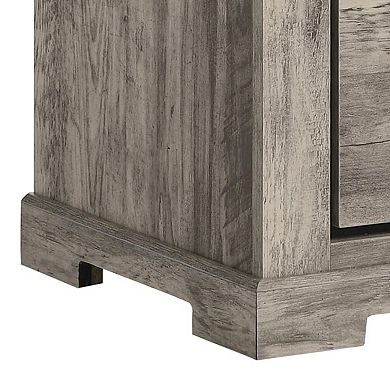 Elaya Nightstand with 2 Drawers, Black Metal, Weathered Gray Wood