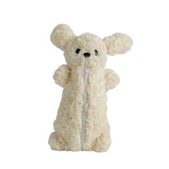 Plush Puppy Pencil Case with Soft Faux Fur Texture and Zipper Storage Pouch 10.5x6 in