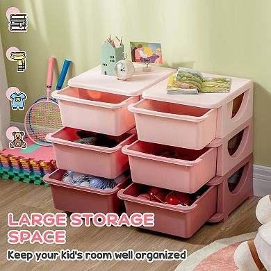 Qaba 29.5inch 3 Tier Kids Storage Unit Dresser Tower