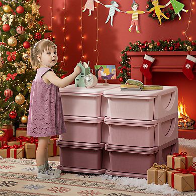 Qaba 29.5inch 3 Tier Kids Storage Unit Dresser Tower