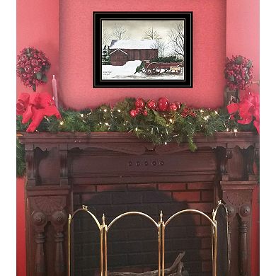 LOVMOR Christmas Wagon Billy Jacobs Ready to Hang Framed Print Black Frame