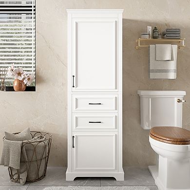 Whisen 71" Tall Freestanding Bathroom Vanity with Damping-hinge Doors,Drawers and Adjustable Shelves