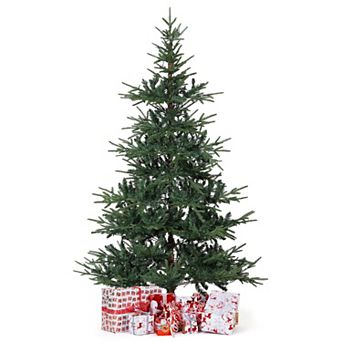 6ft Artificial Aspen Fir Christmas Tree with 300 Warm White LED, 678 Branch Tips, Metal Stand