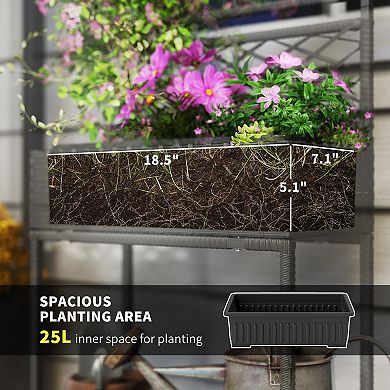 Outsunny Rattan Raised Planter Box with Trellis and Storage Shelf