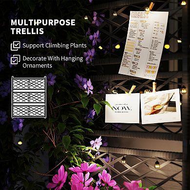 Outsunny Rattan Raised Planter Box with Trellis and Storage Shelf