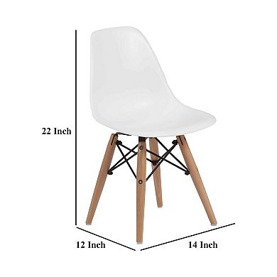 Ben Kids Dining Chair Set of 2, Modern White, Eiffel Brown Wood Legs