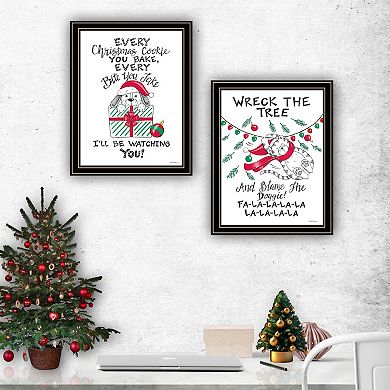 LOVMOR Decor 4U 2 Piece Cat Dog Christmas Enjoyment Black Framed Wall Art Deb Strain