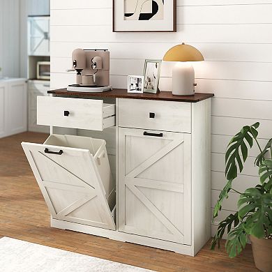 Farmhouse Double Tilt Out Trash Cabinet for 20 Gallon Trash Cans