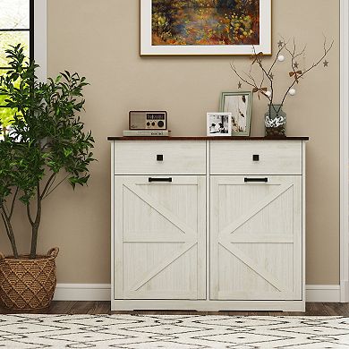 Farmhouse Double Tilt Out Trash Cabinet for 20 Gallon Trash Cans