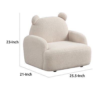 Raye Bear Shaped Kids Armchair with Legs, Teddy Velvet
