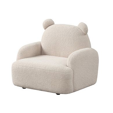 Raye Bear Shaped Kids Armchair with Legs, Teddy Velvet