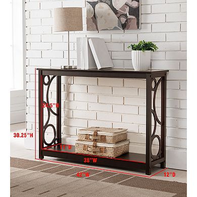 Kings Brand Furniture Stodart Wood Entryway Sofa Console Table with Storage Shelf