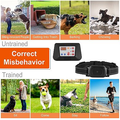 990FT Wireless Dog Fence & Training Collar, IPX6 Waterproof System with Beep, Vibration, Shock & 3 C