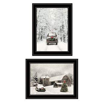 LOVMOR Antique Christmas 2 pc Vignette Lori Deiter Black Frame
