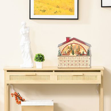 LOVMOR Wooden Christmas Advent Calendar 24 Countdown Drawers LED Lights Battery Operated