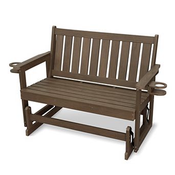 Poly Lumber Patio Glider, HIPS Material Weather-Resistant Swing Bench for Outdoor Porch Garden