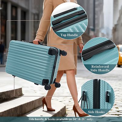 Whisen 3-Piece Luggage Sets, Hardshell ABS Suitcase with Spinner