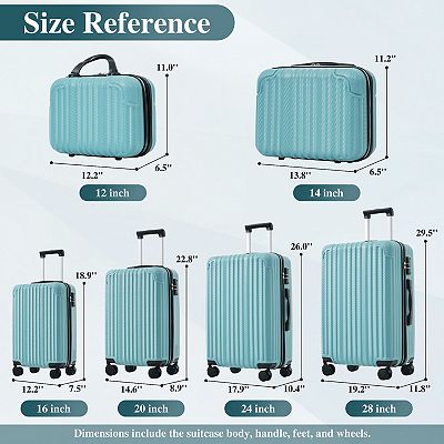Whisen 3-Piece Luggage Sets, Hardshell ABS Suitcase with Spinner