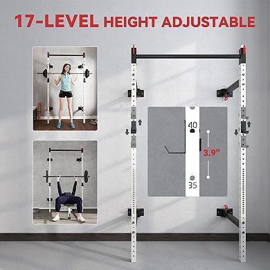 Soozier Folding Squat Rack with Pull Up Bar, 1000 Pounds Capacity