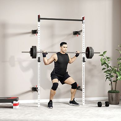 Soozier Folding Squat Rack with Pull Up Bar, 1000 Pounds Capacity