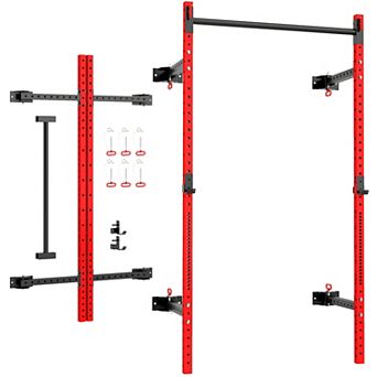 Soozier Folding Squat Rack with Pull Up Bar, 1000 Pounds Capacity