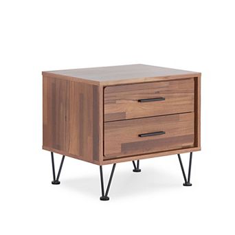 Walnut Wood Accent Table with 2 Drawers