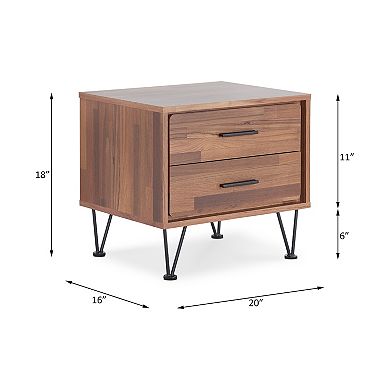Walnut Wood Accent Table with 2 Drawers