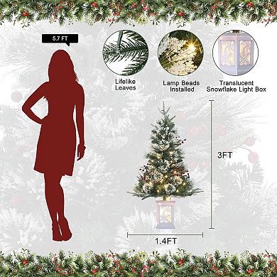 3ft Small Pre-Lit Christmas Tree with 78 Multi-Color LED Lights, Artificial Mini Xmas Decor